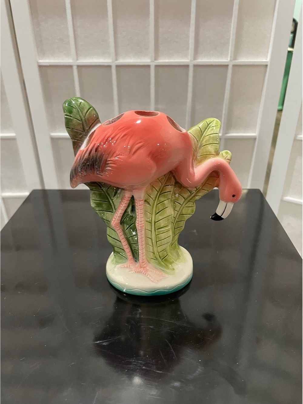 Vintage Ceramic Flamingo Toothbrush Holder